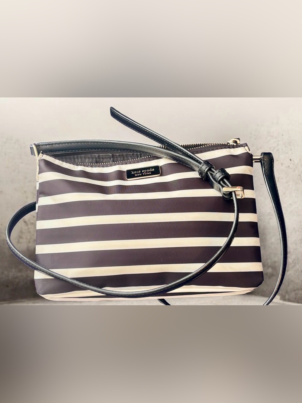 kate spade Black and White Striped Crossbody Bag - Picture 2 of 8